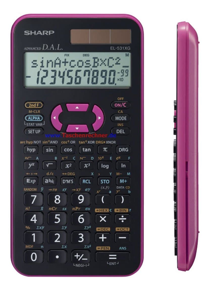 Sharp EL-531 XG-PK Scientific Calculator 2-Line Display Pink TWIN-Power 272 Functions for Grammar/Secondary School