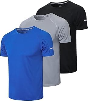 1/3 Pack Mens T-Shirts Quick Dry Short Sleeve Tops Adult Moisture Wicking Active Athletic Running Work Shirts