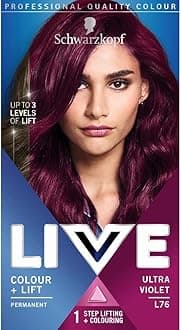 Schwarzkopf LIVE Colour + Lift Ultra Violet Permanent Hair Dye L76, Vibrant P...