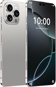 I16 PROMAX unlocked phone, Android 14 4GB,6.8-inch high-definition AMOLED screen smartphone, 4500mAh battery, facial recognition/5G/photo/GPS phone (Titan Grey,256)