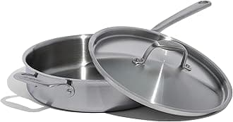 Cookware - 3.5 Quart Stainless Steel Saute Pan - 5 Ply Stainless Clad - Professional Cookware - Induction Compatible Italy