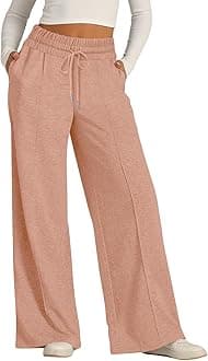 Womens Wide Leg Sweatpants Lightweight High Waisted Joggers with Pockets Baggy Comfy Drawstring Lounge Pants 2024