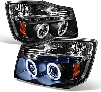 ACANII - For 2004-2015 Nissan Titan 04-07 Armada LED CCFL Halo Black Housing Projector Headlights Headlamps Left+Right
