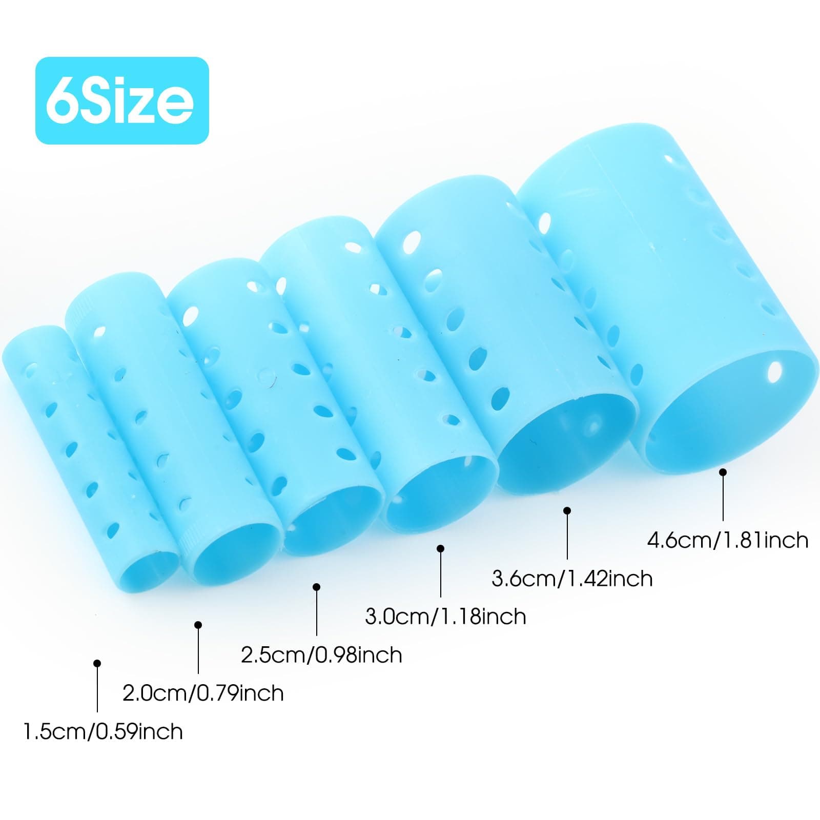 WILLBOND 141 Pieces Hair Rollers Set Include 60 Plastic Hair Rollers(Blue,6 Sizes)