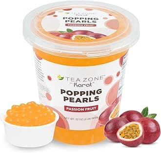 Tea Zone [2 Pound] Passion Fruit Popping Pearls, Bubble Tea Topping for Boba Tea Beverages, Sweets, Ice Cream Topping -B2055 (2.0lb)