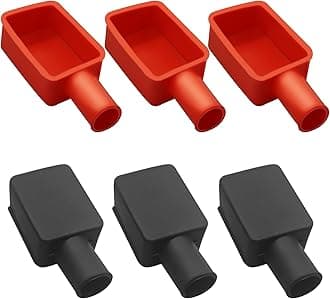 6Pcs Battery Terminal Cover, Battery Terminal Protector, Car Insulating Battery Cover, Soft Rubber Positive and Negative Poles Stud Covers Connector Top Post Cap for Car Motorcycle Truck (Red/Black)