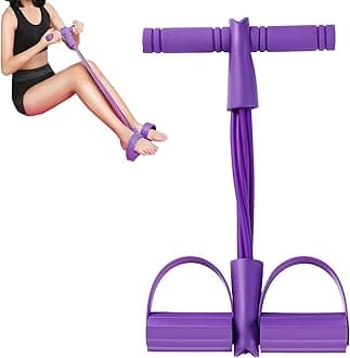 Sit up Exercise Equipment, Exercise Equipment for Home Use, 4-Tube Elastic Pull Rope Foot Pedal Resistance Bands for Women and Men, Abdominal Waist and Leg Exerciser, Fitness Equipment for Home Gym