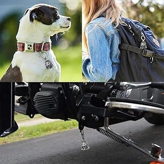 Jvuouxy, Motorcycle Bell, Guardian Angel Pendant "Drive Safe" Lucky Charm Keyring, Motorcycle Accessories Made of Lead and Nickel Free Pewter for Drivers, Passengers and Pets Protect