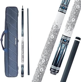 Carbon Fiber Pool Cue and 3x4 Oxford Pool Stick Case (58-inch 12.5mm Tip Easy to Control, Pro Taper, Ultra-Smooth and Multi-Pocket Pool Cue Accessories)