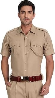 Khaki Police Half Sleeves Shirt for Men | Men's Durable & Comfortable Uniform | Breathable & Lightweight | Ideal for Police | Easy to Maintain