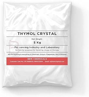 BRM Chemicals Thymol Crystal - 5 KG For Soap Making, Shampoo, Cosmetics, Serum Making, Beauty Formulations, Moisturizer, Lotion Making, Domestic Use & DIY Personal Care For Face, Hair, Skin & Body