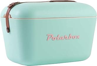 Polarbox 12L Classic Cooler Box with Leather Strap, Cyan & Baby Rose | Rigid Thermal Insulated Ice Box for Beach, Picnic & Party | Convertible Lid & Polypropylene Insulation