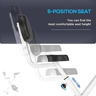 HOMCOM Magnetic Resistance Exercise Bike Foldable w/LCD Monitor Adjustable Seat Heart Rate Monitors Food Straps Foot Pads Home Office Fitness Training Workout - Grey