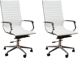 ErgoMax 2-Set Ergonomic Leather Adjustable High Back Office Chairs, 46 inch, White