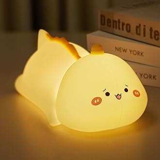 Minetom Kawaii Dinosaur Night Light for Kids, Cute Silicone Night Light with 2 Levels of Brightness, 7 Colors Rechargeable Lamp for Bedroom, Girls and Boys, Toddler, Nursery, Baby Gifts, Tap Control