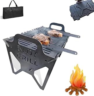 Slot Grill - Collapsible Bbq Grill, Portable Stainless Steel Foldable Charcoal Grills, Tool-Free Setup, Lightweight & Compact For Camping, Tailgating, Travel, Party, Outdoor Cooking (Grey)