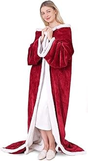 YokimisuWearable Heated Blanket with Sleeves, Electric Heated Blanket for Women & Men, Electric Throw Wrap Poncho Shawl with Pockets, 6 Heating Levels & 4 Hours Time Settings, 50 x 70 Inch (Red)