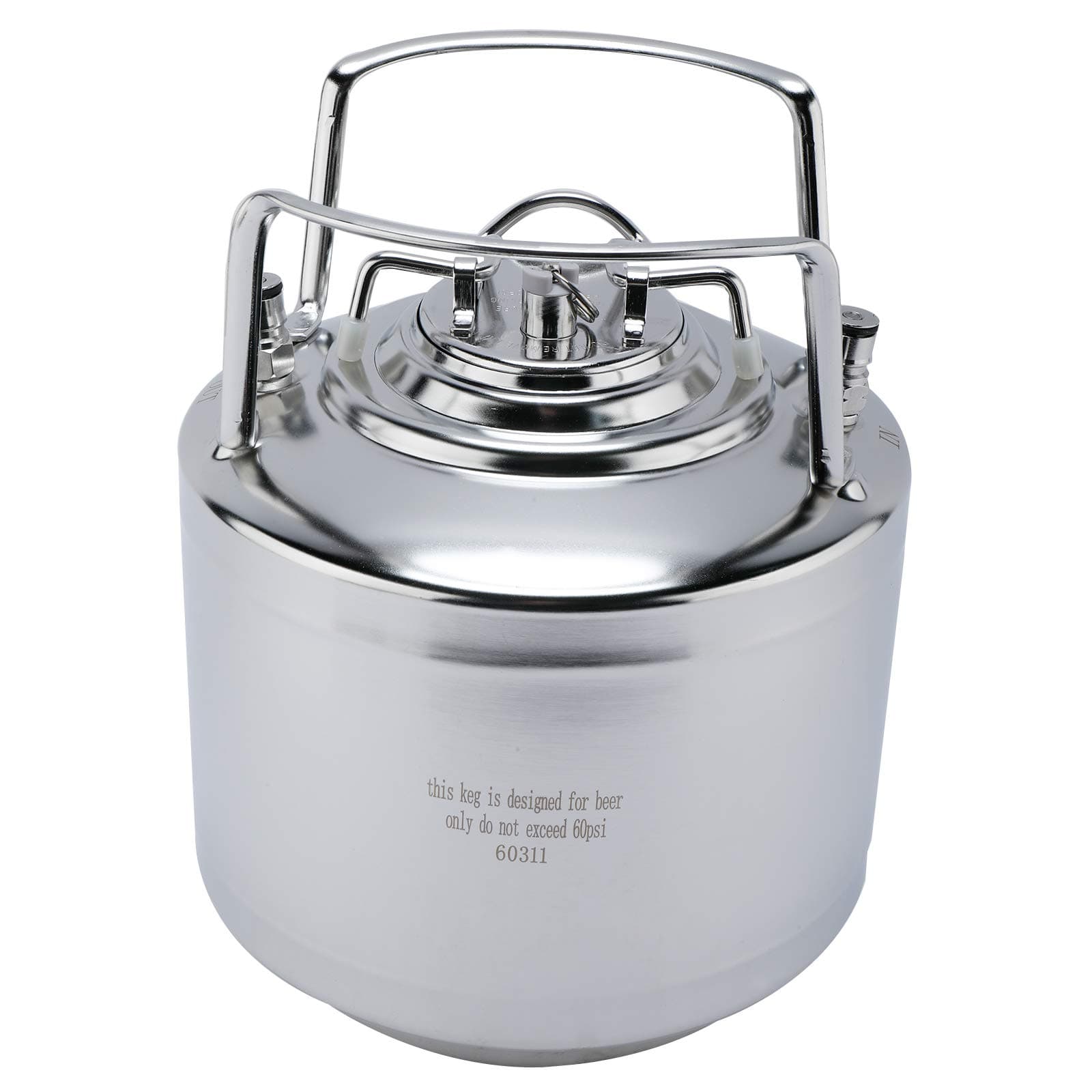 1.6 Gallon (6 L) Mini Beer Barrel 304 Stainless Steel HomeBrew Keg with Ball Lock Keg Post System
