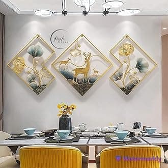 RIZIK STORE Metal Abstract Figures Wall Sculpture For Home Decor, Living Room & Bedroom (Design 5), Blue gold