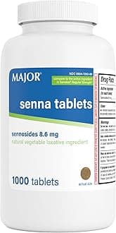 Senna 8.6 mg Natural Vegetable Laxative Tablets - Made with Sennosides - 1000-Count (1-Pack)