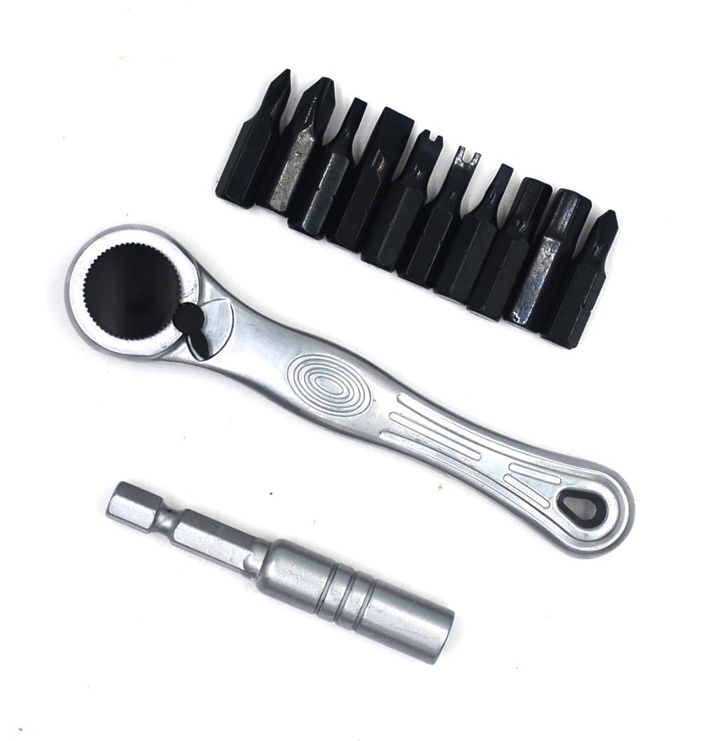 Mini Ratcheting Screwdriver and Bit Set, Pocket Size Close-Quarters,1/4-Inch Drive