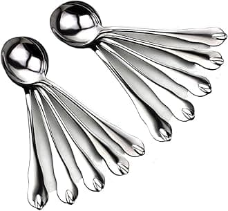Large Soup Spoons, Large Stainless Steel Restaurant & Hotel Quality Round Soup Spoons, Set of 10