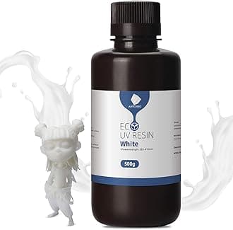 ANYCUBIC 3D Printer Resin with Low Odor and Safety, 405nm UV Plant-Based Rapid Resin with High Precision and Quick Curing for LCD 3D Printing (White, 500g)