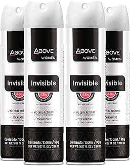 Above Deodorant Women Spray (Invisible) - 48 hours Deodorants & Antiperspirants Spray for Women - Dry & NO White marks-Vegan- Cruelty Free, NO Alcohol, Triclosan- 3.17 oz - Pack of 4