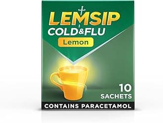 – Cold and Flu Sachets, Lemon, 10 Total, Paracetamol, Cold and Flu Relief, Headache, Blocked Nose Relief, Sore Throat Relief, Fever, Full Relief, Decongestants, Medication