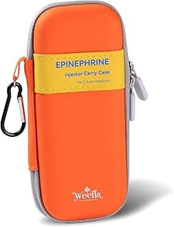 Weefla Slim Carry Case for EpiPen, Hard Shell Carrying Holder for 2 Epinephrine Epi Pens or Trainer, Bright Color for Easy Spotting, Compact Travel Size for First Responder & Allergy Sufferer Use (YL)