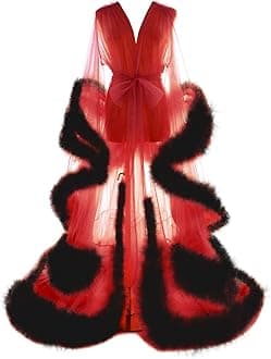 Old Hollywood Feather Robe for Women Long Lingerie Tulle Bathrobe Wedding Scarf Bridal Robe Maternity Photoshoot