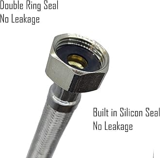 GLOBOMOTIVE 304 Grade Braided Stainless Steel Connection Pipe Hose Pipe for Wash Basin, Kitchen Sink, Geyser - 12 Inch (2 Pieces Set, Pack of 1 Pair)