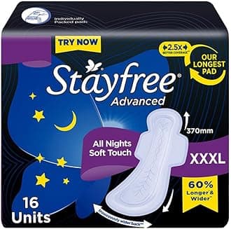 Advanced XXXL Thin Sanitary Pads for Women | 16 Soft Cotton Pads for All Night Ultra Comfort | Absorbs 2x More with Wider Back | Prevent Rashes | Odour Control
