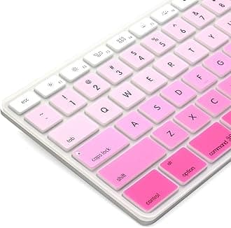 ProElife Ultra Thin Washable Extended Layout Silicone Keyboard Protective Cover Skin for Apple Mac Aluminum Wired Keyboard MB110LL/B (A1243) U.S Version/Function Keys/Numeric Keypad (Ombre Pink)