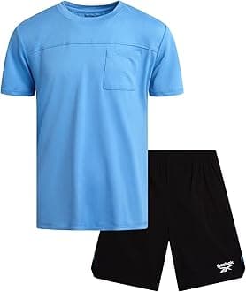ReebokBoys Athletic Shorts Set - 2 Piece Summer Clothes Outfit with Pocket Tee and Boys Running Shorts for Active Kids