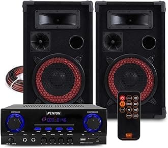 MAX XEN-3508 HiFi Home Audio System with Passive 500W Party Speakers, Bluetooth Stereo Amplifier, Multimedia Player & Karaoke Functionality - Complete Sound System for Music & Entertainment