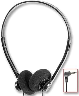 PRO SIGNAL Lightweight Stereo Headphones with 1.8m Cable 3.5mm Jack Ideal for Education, Tours & Training – PSG03469