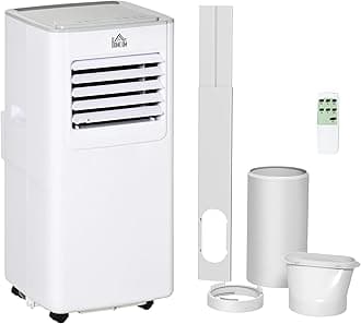 HOMCOM 7000 BTU Air Conditioning Unit, 3-in-1 Portable Air Conditioner, Dehumidifier, Cooling Fan with 2 Speeds, 24H Timer, Remote Control, LED Display, Window Venting Kit, 15m²