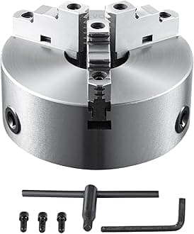 VEVOR 3-Jaw Lathe Chuck, 8'', Self-Centering Lathe Chuck, 0.16-8 in/4-200 mm Clamping Range with T-key Fixing Screws Hexagon Wrench, for Lathe 3D Printer Machining Center Milling Drilling Machine