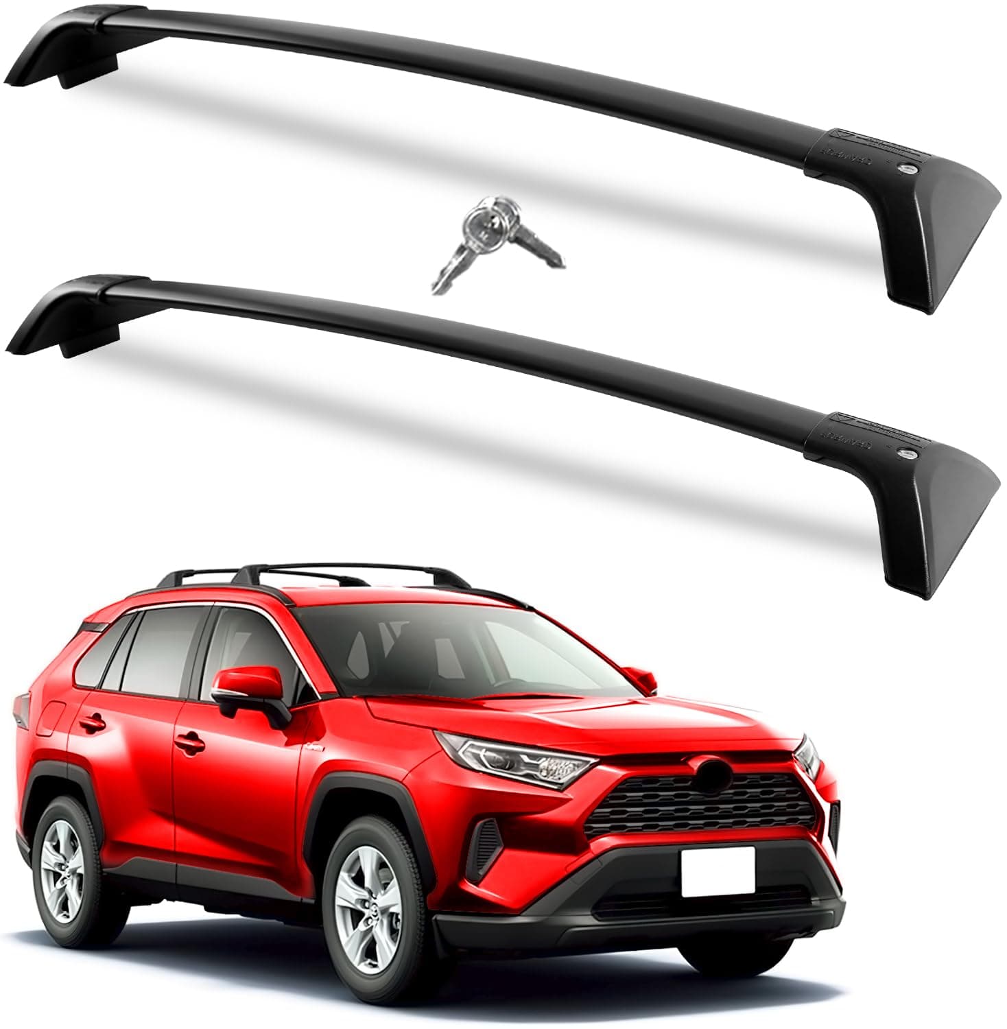 – Max Loading 260lb Lockable Roof Rack Cross Bars Fit for 2019 2020 2021 2022 2023 Toyota RAV4 LE XLE XSE Limited Hybrid Anti-Theft Metal Aluminum Crossbars Rooftop Cargo Bag Luggage Carrier