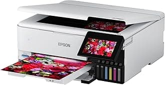 Epson EcoTank Photo ET 8500 Wireless Wide Format Color All in One Supertank Printer with Scanner, Copier, Ethernet and 4.3 inch Color Touchscreen, White