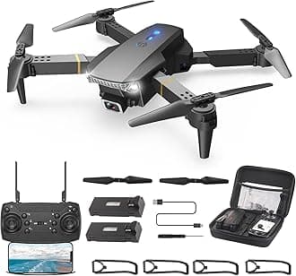 E88 Foldable Drone with 8K HD Dual Camera, Remote Control Helicopter, Height Keep, Obstacle Avoidance. Multicolour
