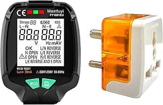- amiciSense Socket Tester 230VAC Voltage Detector & Circuit Analyzer with RCD Test, LCD Backlit Display, Data Storage, Wiring Fault Detection & 1 Year Warranty