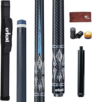 'CRICAL Carbon Fiber Pool Cue Stick 58'' Billiard Cue Sticks Professional Low Deflection Pool Sticks with 3/8 * 8 Pin Joint and 12.5mm Tip'