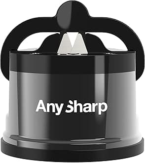 Pro Metal Knife Sharpener, Hands-Free Safety, PowerGrip Suction, Sharpens All Kitchen Knives, Ideal for Hardened Steel & Serrated, World's Best, Compact, One Size, Wolfram, Metal
