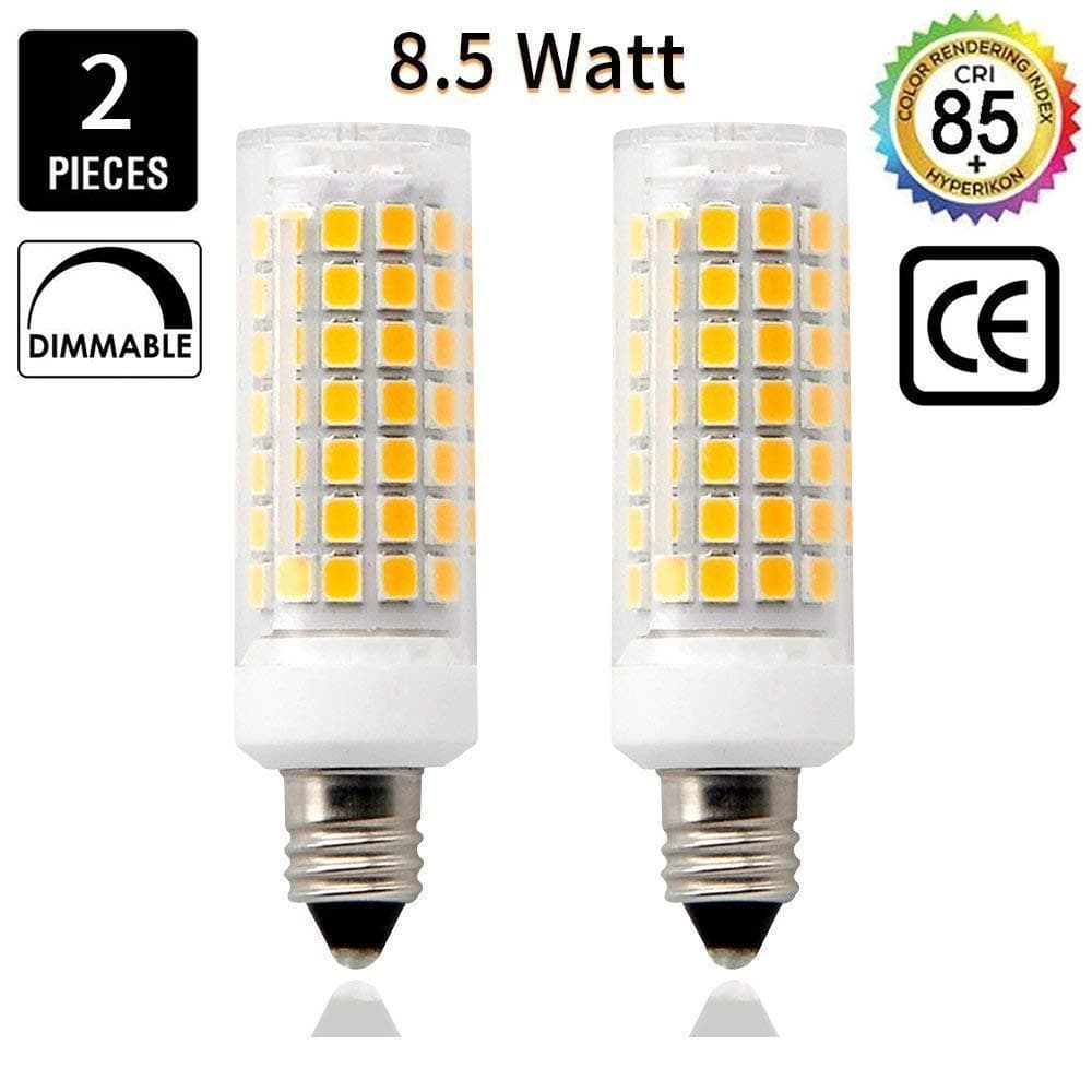 E11 LED Light Bulb 8.5W, 70W or 100W 110V/120v/130v Halogen Bulbs Equivalent Mini Candelabra jd E11 Base T3/T4 LED Bulb dimmable for Ceiling Fan, Indoor Lighting-2packs (Warmwhite)