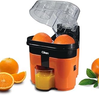 Clikon - 2 in 1 Citrus Juicer with Dual Juicer Technology, One-Touch Operation, Built-in Citrus Cutter, 90 Watts, 2 Year Warranty, Orange & Black - CK2258