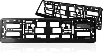 Set of 2 Black Number Plate Holders for Car, Van, SUV - Universal UK and EU Registration Plate Surrounds - Weather Resistant Durable ABS+PC with Anti-Rattle Springs - No Drill Easy Fit Front and Rear
