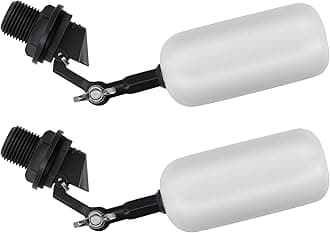 2 Pack Float Ball Valve, 1/2 Inch NPT Thread, OD. 0.84 inch (21.34mm), not 1/2 inch, Adjustable Arm for Livestock Water Trough, Aquariums, Hydroponics - Automatic Fill and Control Water Level