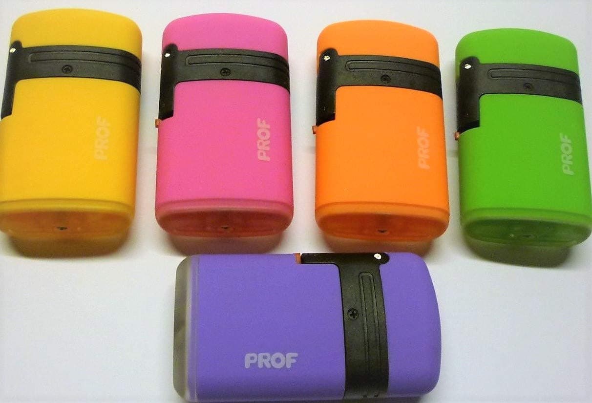 Turbo Windproof Double Jet Blue Flame Blowtorch Rubber Touch PROF Refillable Lighter & Tigerbox Matches